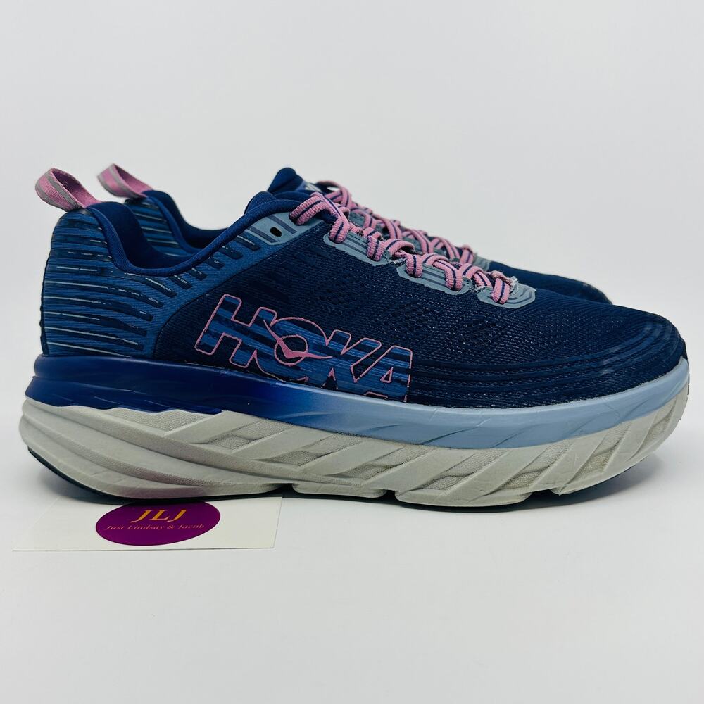 Hoka One One Women's Bondi 6 Maximalist Running Shoes Marlin/Blue Ribbon Size 9
